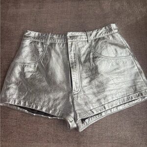 LPA Metallic Silver High Waist Shorts